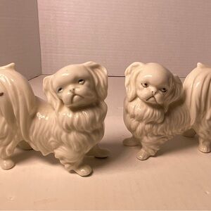 Vtg  Pair Of Adalt  Pekingese Dog  Porcelain FIGURINES